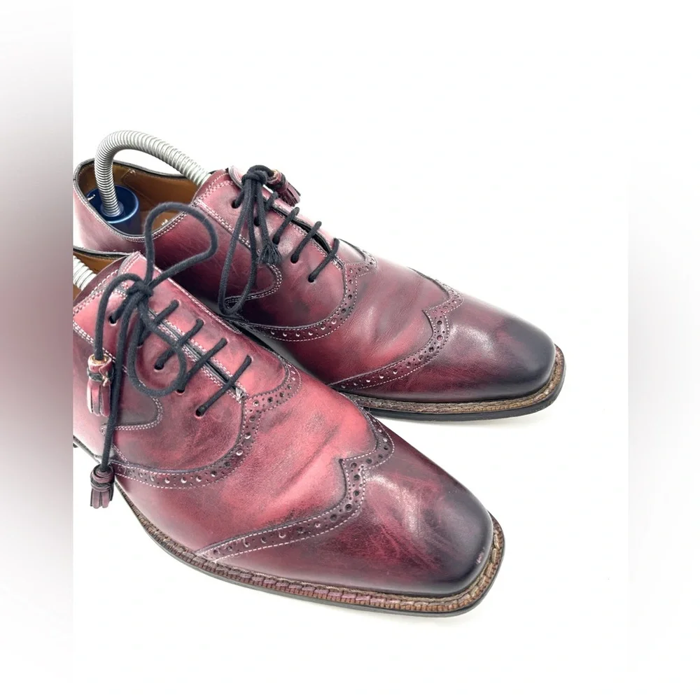 Mezlan Mens‎ Size 8M Burgundy Leather Wingtip Oxford Dress Shoes
